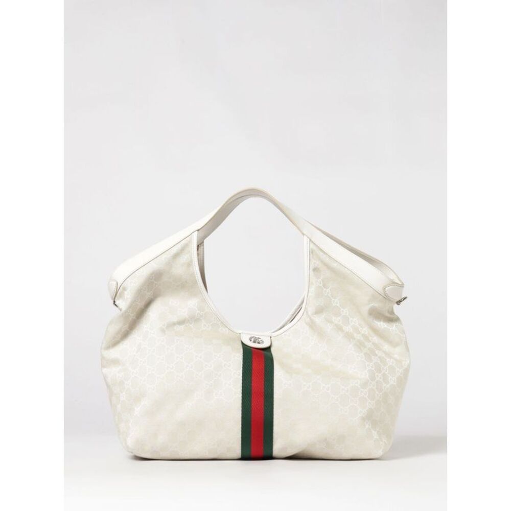 Gucci Women Giglio Double Handle Shoulder Bag Gucci In Striped Gg Jacquard